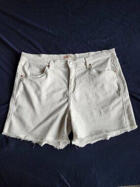 Levi's 501 White High-Rise Frayed Denim Shorts